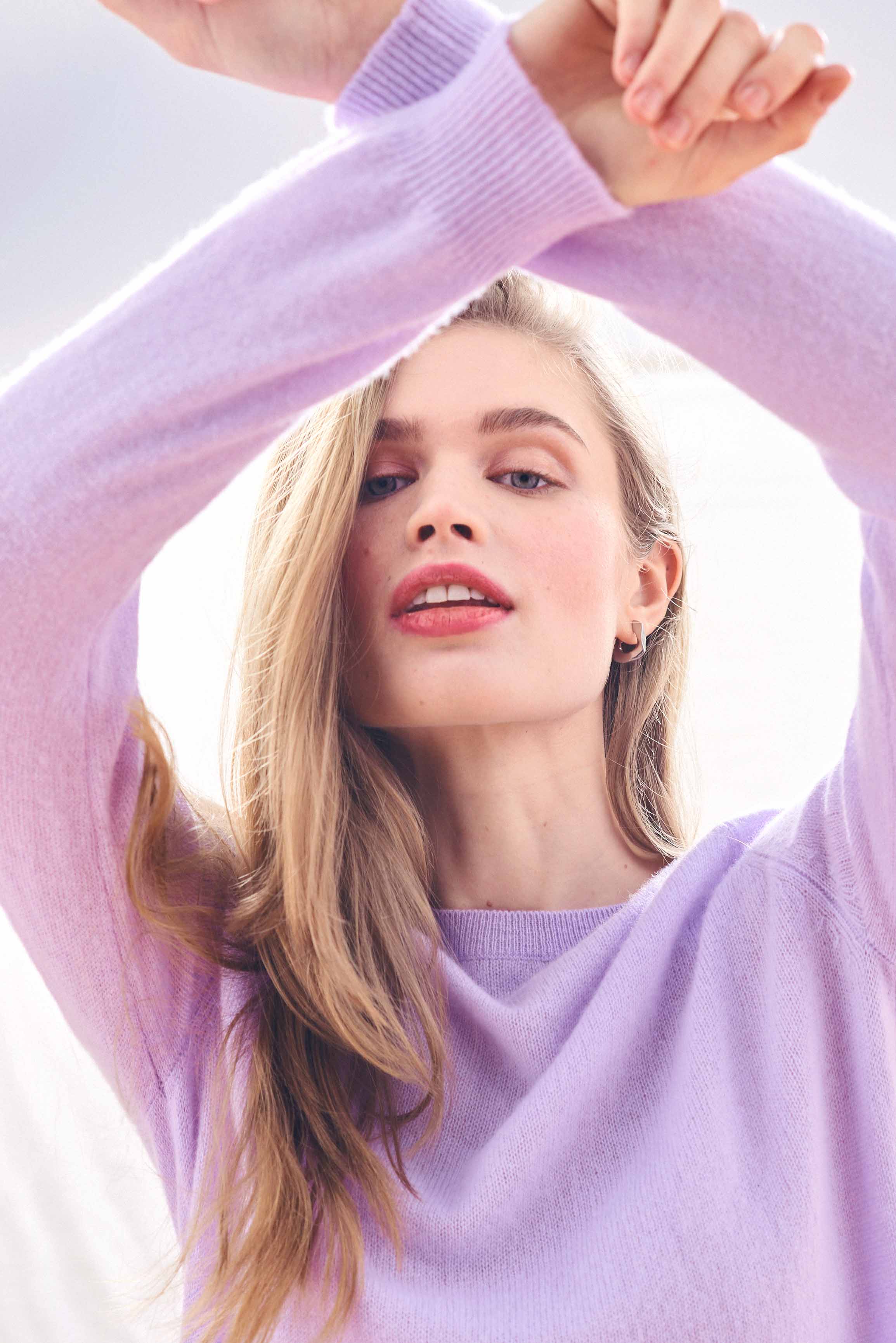 Jumper 1234 Cashmere Crop Crew in Lilac