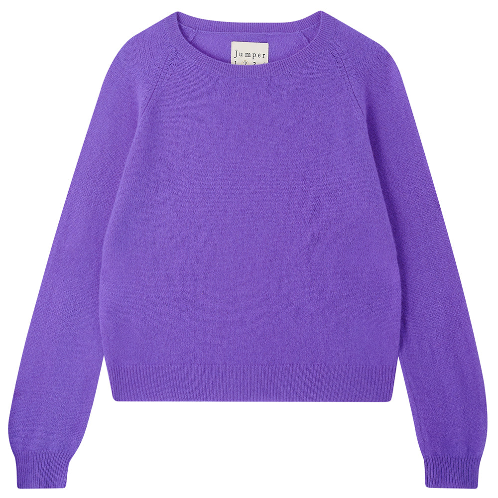 Cashmere Crop Jumper Crew Neck in Purple | Jumper 1234