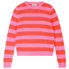 Jumper1234 lightweight cashmere stripe crew neck in candy and tangerine