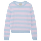 Jumper 1234 lightweight cashmere stripe crew neck in pale blue and pale pink.