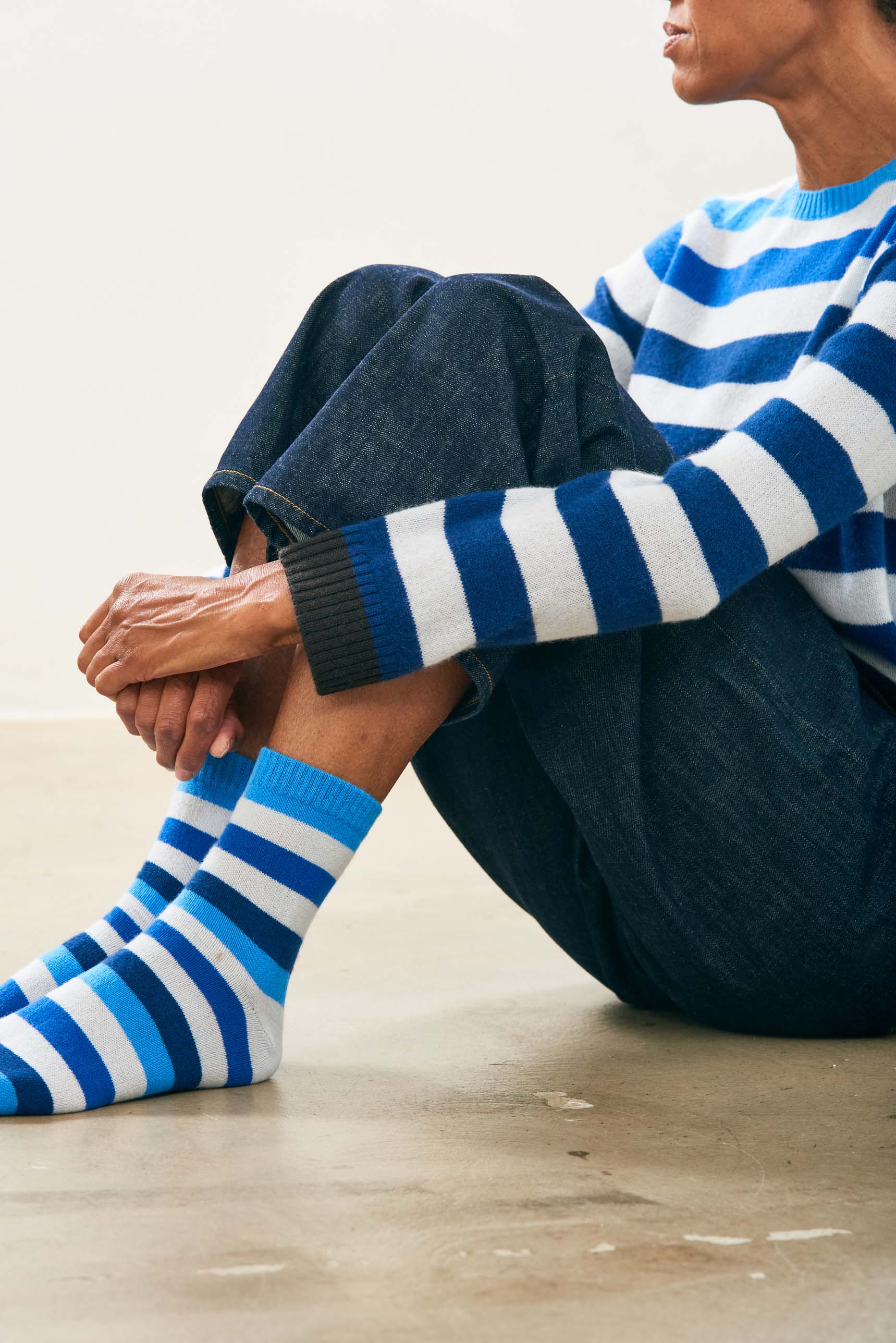 Blue striped socks mens sales