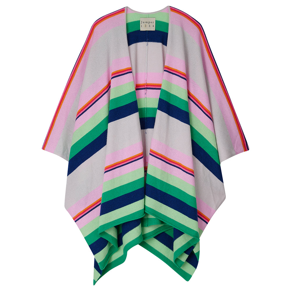 Jumper1234 cashmere cabana striped wrap with varied stripes in pink, green, navy and orange