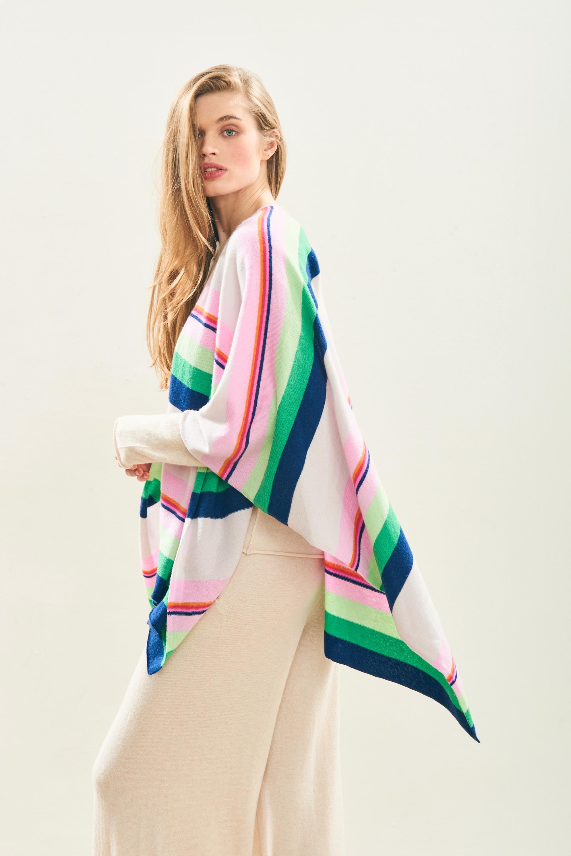 Jumper 1234 Cashmere Cabana Stripe Wrap in Multi Jumper 1234 Cashmere Cabana Stripe Wrap in Multi