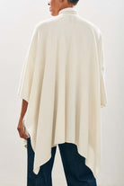 female model wearing jumper1234 Plain Cashmere Wrap in Cream  close up 