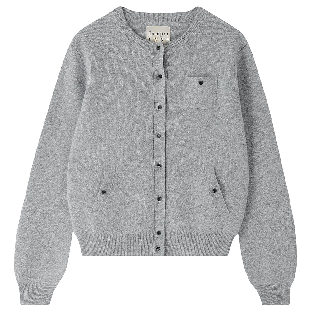 Merino Multi Pocket Cardigan in Mid Grey | Jumper 1234