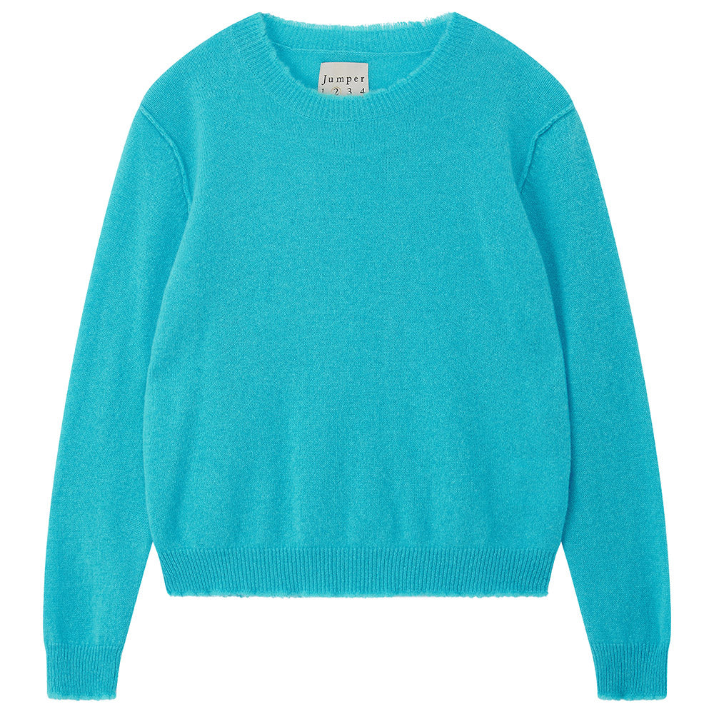 Turquoise sweater on a white background