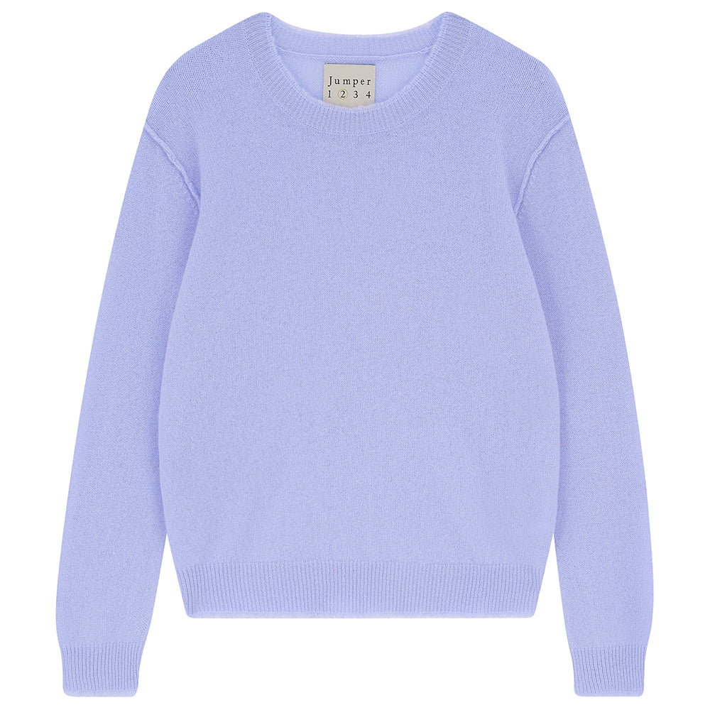 Purple sweater with 'Jumper 123' label on a white background