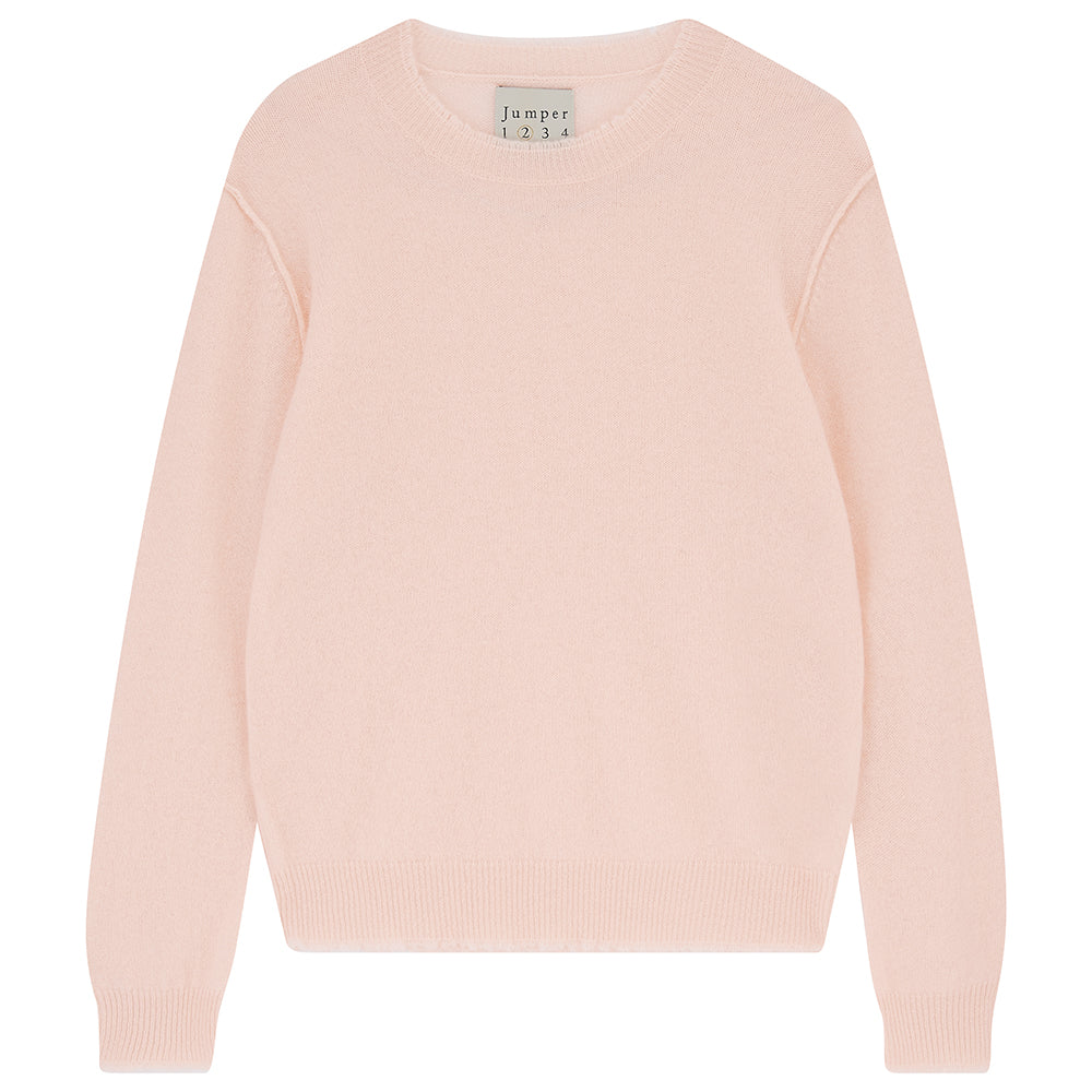 Jumper 1234 Pale pink cashmere crew neck with 'distressed' ribs.