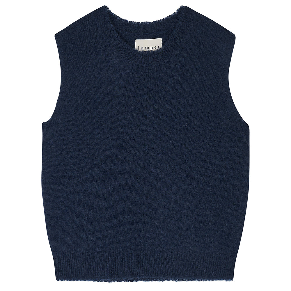 Cashmere Distressed Tank in Navy | Jumper 1234