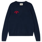 Jumper1234 Navy cashmere crew neck jumper with red embroidered lifeguard detail