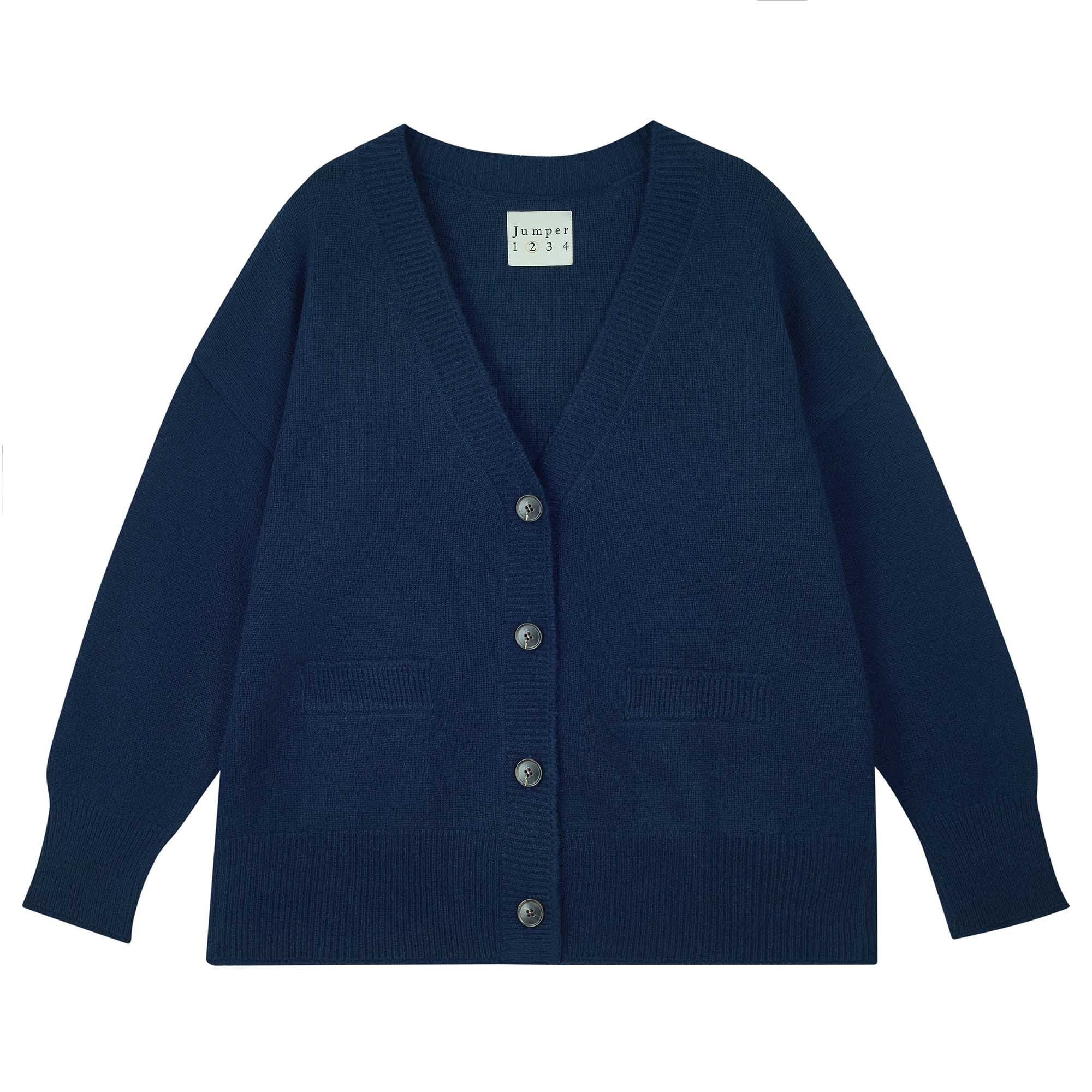 Jumper 1234 Cashmere Boyfriend Heavy Cardigan in Navy