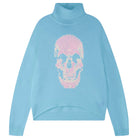 Jumper 1234 Aqua roll neck jumper in cashmere and wool with a fabulous skull intarsia on the front. 