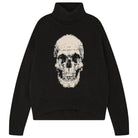 Jumper 1234 Black roll neck jumper in cashmere and wool with a fabulous skull intarsia on the front. 