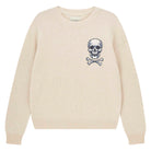 Jumper 1234 Stone crew neck jumper in cashmere and wool, with an embroidered skull and crossbones on the chest.