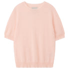 Jumper 1234 Pale pink short sleeve cashmere jumper with 'distressed' ribs.