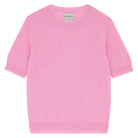 Jumper 1234 Candy pink short sleeve cashmere jumper with 'distressed' ribs.