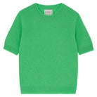 Jumper 1234 Green short sleeve cashmere jumper with 'distressed' ribs.