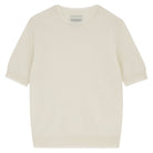 Jumper 1234 Oatmeal short sleeve cashmere jumper with 'distressed' ribs.