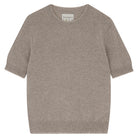 Jumper 1234 Organic light brown short sleeve cashmere jumper with 'distressed' ribs