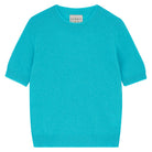 Jumper 1234 Turquoise short sleeve cashmere jumper with 'distressed' ribs.