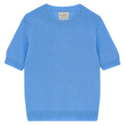 Jumper 1234 Blue short sleeve cashmere jumper with 'distressed' ribs.