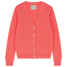 Jumper 1234 Coral cashmere vee neck cardigan with 'distressed' ribs.