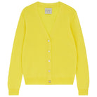 Jumper 1234 Yellow cashmere vee neck cardigan with 'distressed' ribs