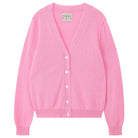 Jumper 1234 Pink cashmere vee neck cardigan with 'distressed' ribs.