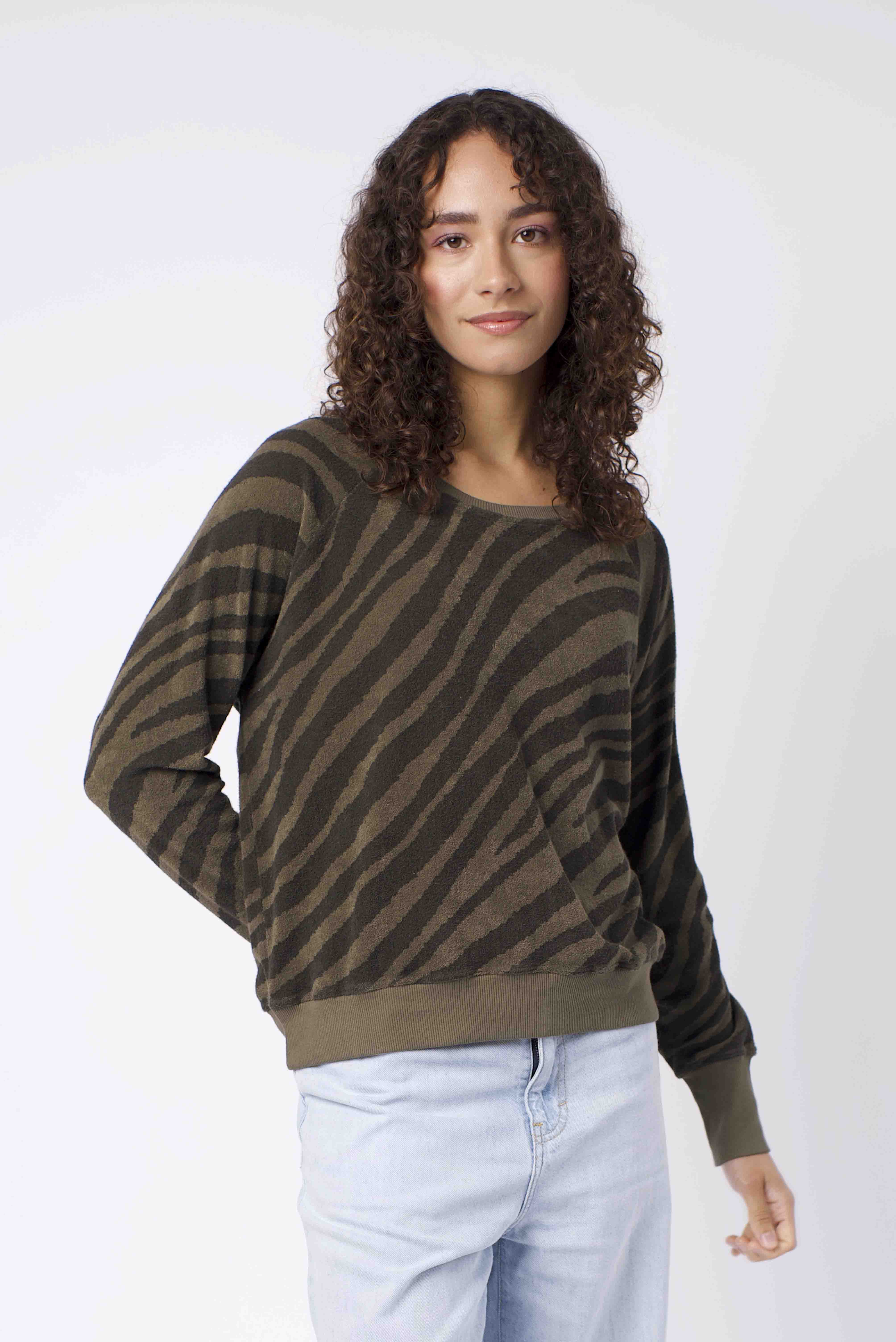 Jumper 1234 Leopard Burnout Cotton Sweatshirt in Cornflower